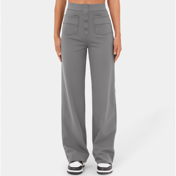HALARA Pants - High Waisted Button Multiple Pockets Straight Leg Casual Pants